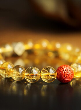 黄水晶佛珠手串约10mmDIY老银本命佛饰品手链女款小清新