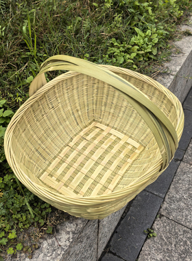 精编椭圆形金竹提篮大小均有
