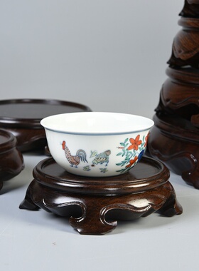 黑檀木圆形可挖槽古董茶壶底座