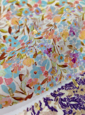 进口印花面料 花卉图案 小碎花连衣裙沙滩裙布料 有现货