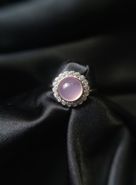 S925纯银经典女玛瑙戒指开口镶嵌