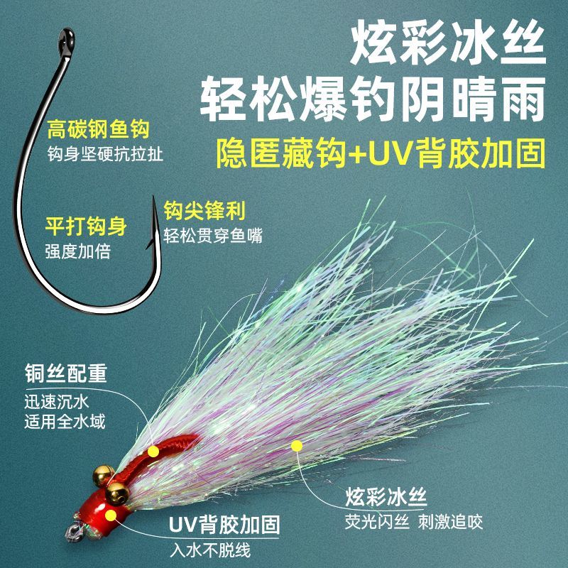 疯狂查理路亚流水串钩钓组冰丝虾串钩江河红尾翘嘴青稍鱼飞蝇假饵 - 图0
