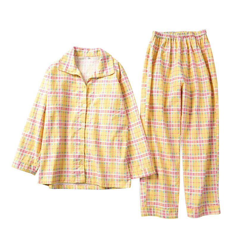 日系 秋冬款 家居服 长袖长裤两件装 女士纯棉绒布睡衣套装 日系 秋冬款 家居服 长袖长裤两件装 女士纯棉绒布睡衣套装