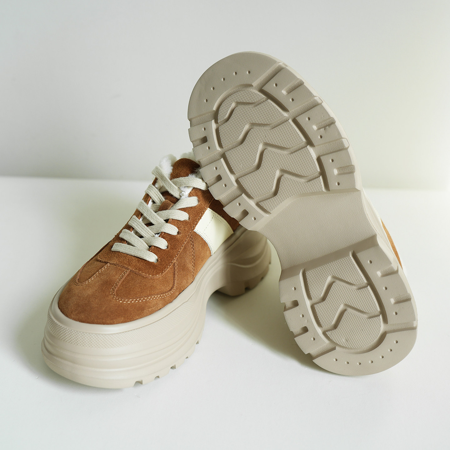 女士真皮厚底复古德训鞋 加绒保暖羊反绒休闲鞋 加厚棉鞋冬k,淘宝优惠券,粉丝福利购,淘宝优惠卷