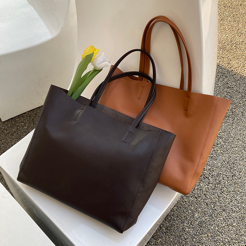 进口头层牛皮 软糯小牛皮托特包女士单肩手提包横版 大容量女包k,淘宝优惠券,粉丝福利购,淘宝优惠卷