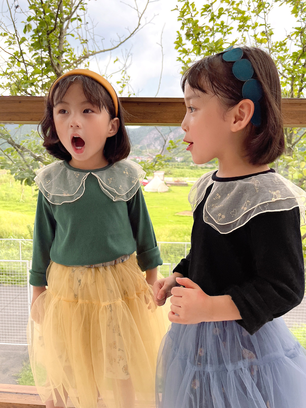 网纱娃娃领 儿童纯棉打底衫 女童长袖罗纹修身T恤 中童春秋款童装,淘宝优惠券,粉丝福利购,淘宝优惠卷