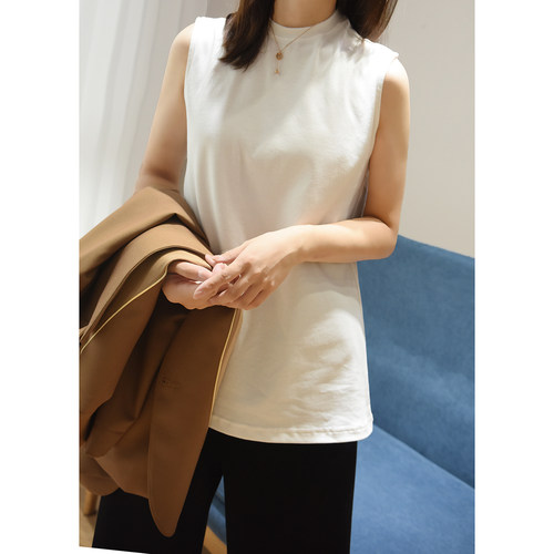合适的领高和衣长 女士全棉背心 50支精疏棉纯棉打底衫秋冬季女装 - 图2