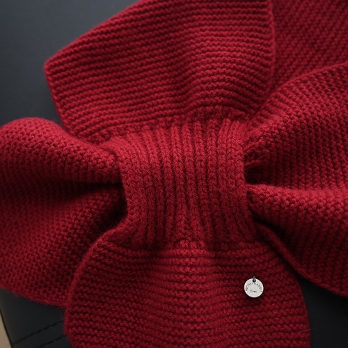 红色新年款 全羊毛交叉短款针织小围巾 女士秋冬保暖护颈百搭围脖 - 图3