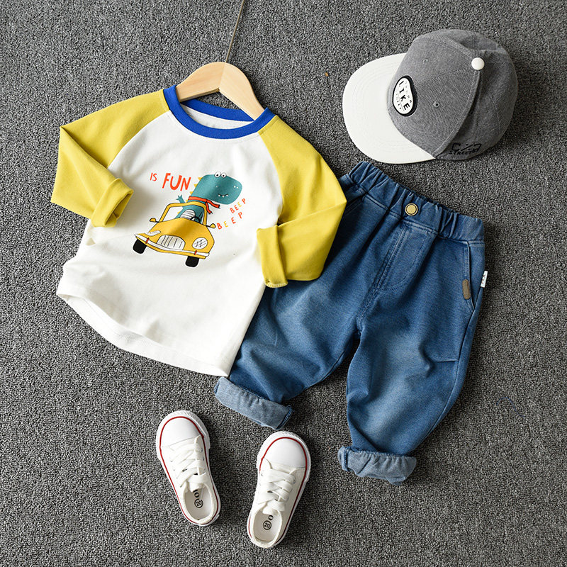 卡通纯棉T恤 儿童插肩袖长袖上衣 男童女童圆领打底衫,淘宝优惠券,粉丝福利购,淘宝优惠卷