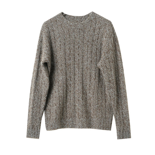 锭纺全羊毛 26支双股纱 女士圆领毛衣 花纱针织保暖打底 冬款