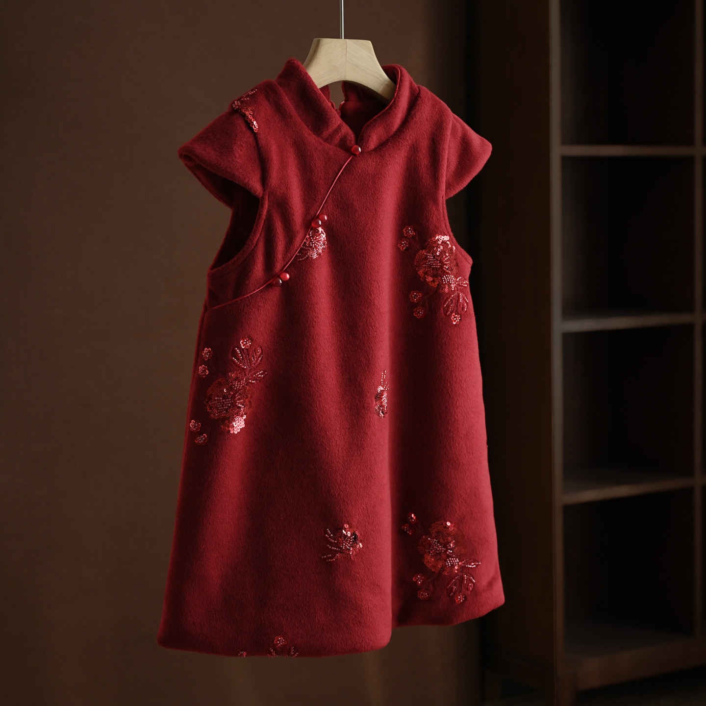 新年红 女童绣花加绒旗袍连衣裙  儿童立领A版毛呢裙 新款 童装,淘宝优惠券,粉丝福利购,淘宝优惠卷