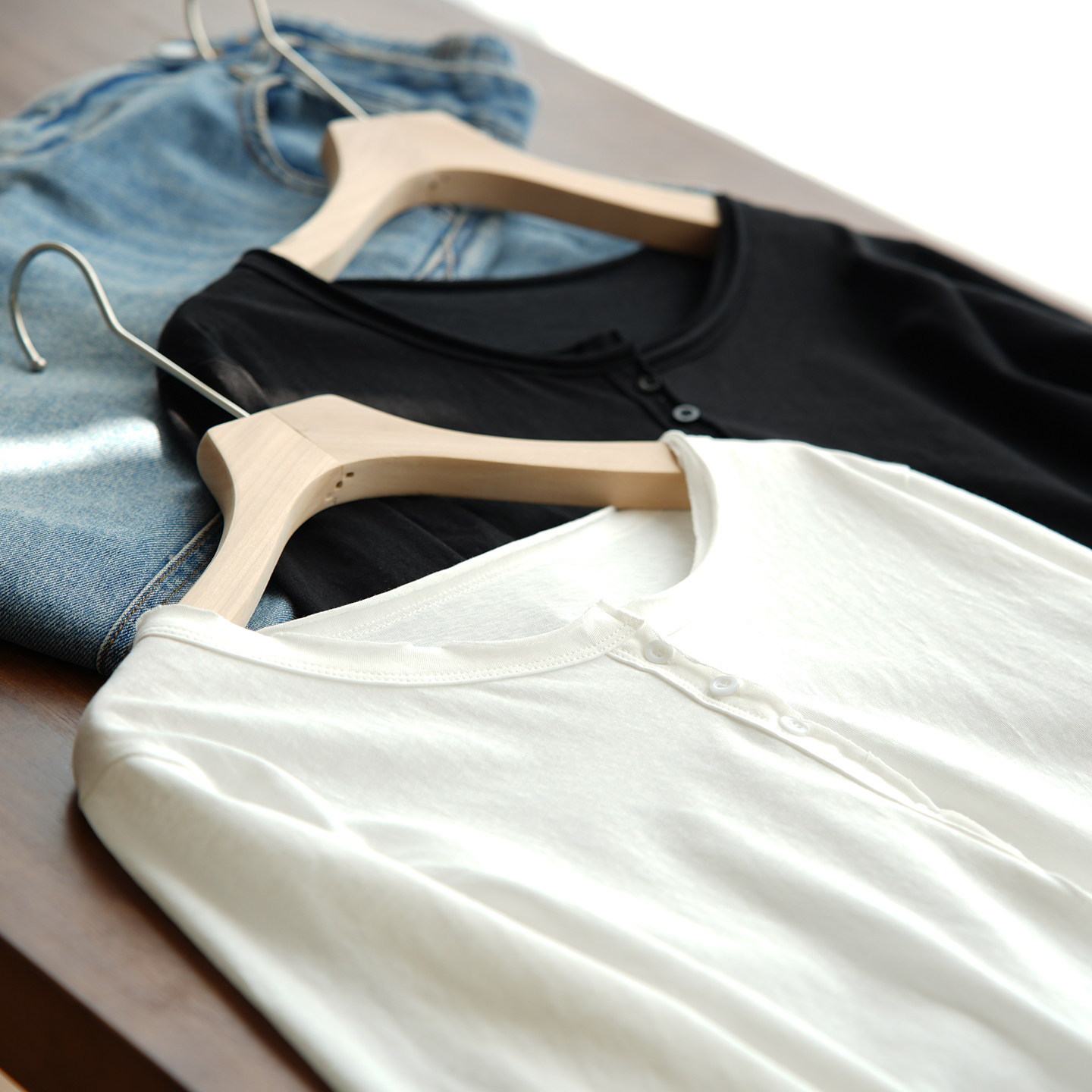 女士毛边亨利领长袖 气质百搭 经典纯色女士长袖T恤 早秋裤 女装,淘宝优惠券,粉丝福利购,淘宝优惠卷