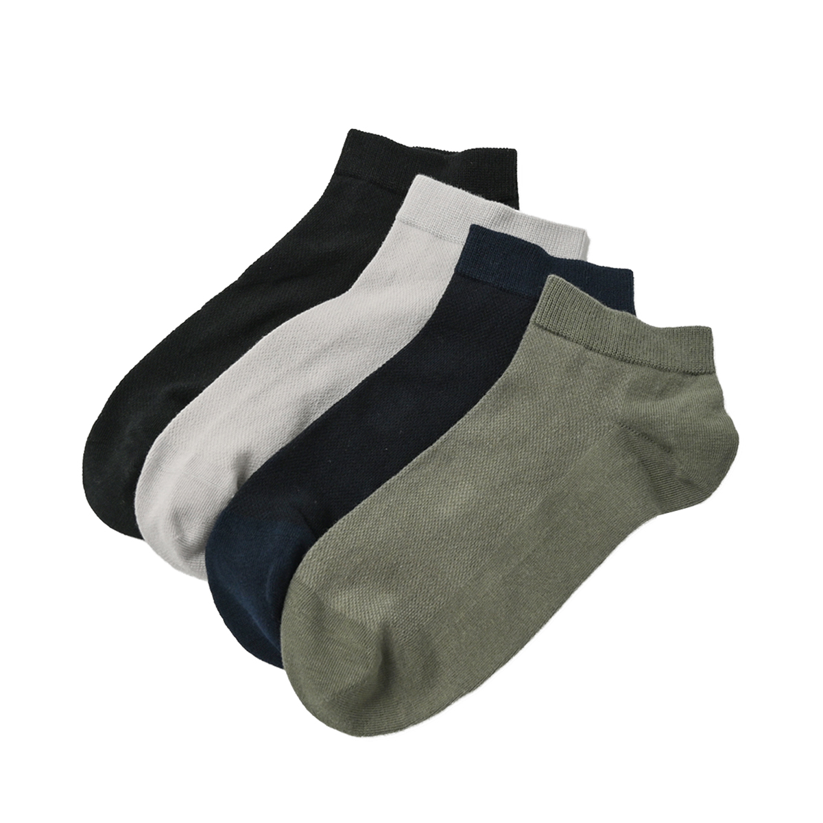 三双装 男士纯棉薄款网眼袜 纯色弹力棉袜短筒袜 夏款 - 图3