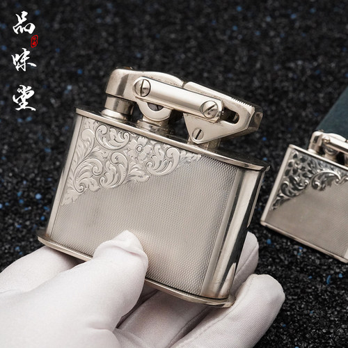 1930S德国产KW卡尔威登925纯银唐草雕花古董双连杆打火机收藏孤品 - 图2