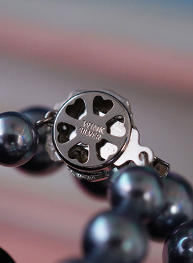 早期日本WINK PEARL人工黑珍珠项链耳钉套装炫彩证书全新送礼轻奢