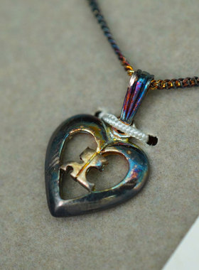 中古加拿大产绝版项链首饰挂件吊坠心形sterling纯银链子复古送礼