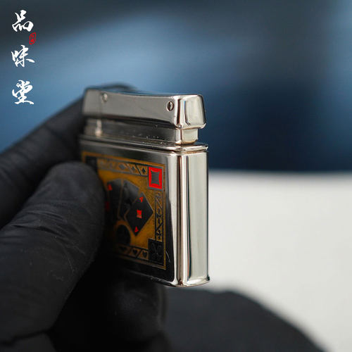 1950年德国Rowenta好运达扑克牌赌神主题煤油古董打火机烟具经典 - 图1