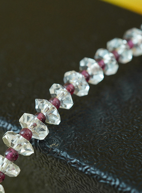 复古收藏精美18K金天然水晶紫色碧玺宝石项链首饰女生品味高奢款