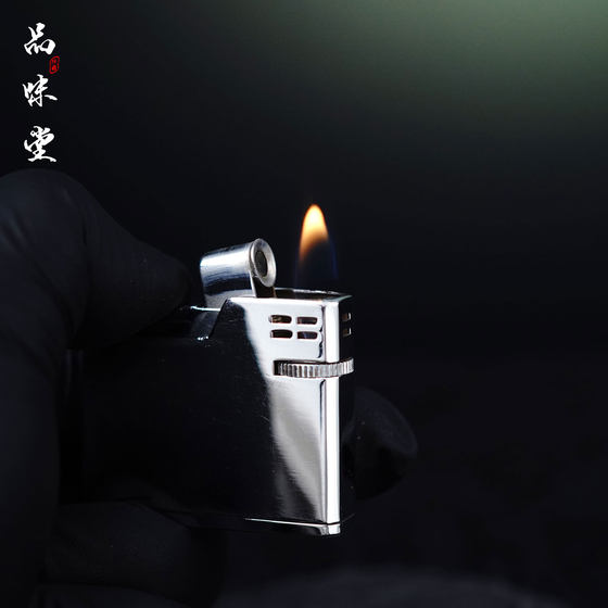 1960年日本Flame天然母贝白贝镶嵌磕头机气体机古董打火机烟具