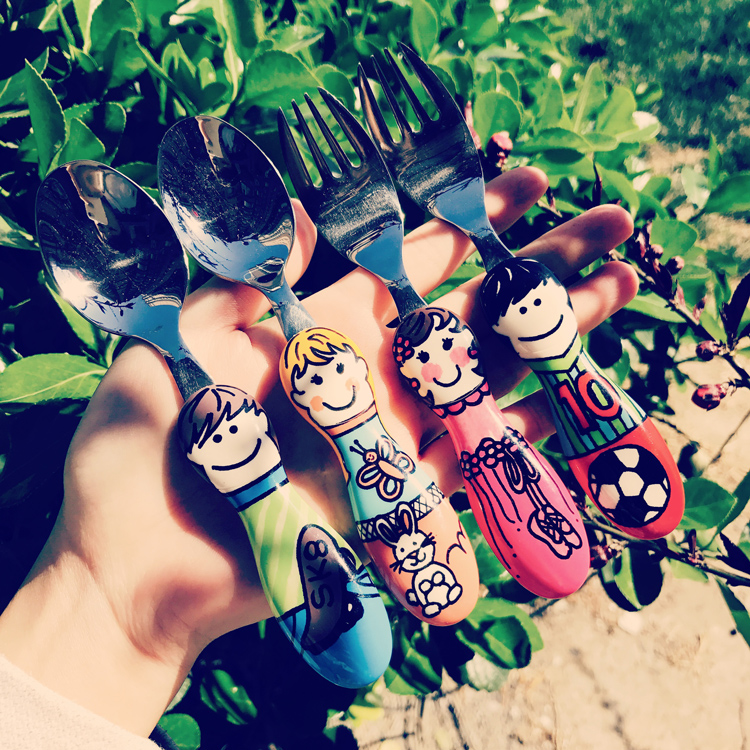 美国Eat4Fun怡饭儿童餐具勺不锈钢勺子盘小孩汤宝宝勺叉子食品级 - 图0