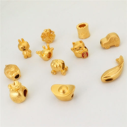 新款越南沙金diy配件四叶草镀金3D元宝仿金DIY散珠手链配龙饰手工 - 图1