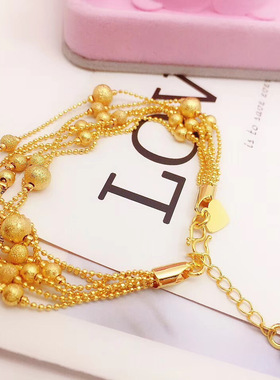 首饰新款韩版沙金女欧币多线手链