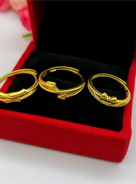 仿真沙金小手表戒指高级感女不掉色镀金天鹅指环小众简约日韩饰品