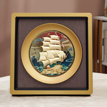 A sails smooth sailing boat swing piece of money and gold leaf painting Qiao relocating to new residence Living room office company opening presents