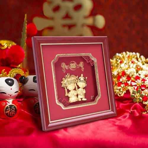 足金金箔画结婚礼物闺蜜朋友新人创意定制新婚庆礼品实用订婚纪念 - 图1