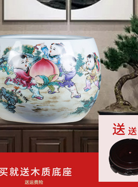 五子登科聚宝盆摆件送五帝钱