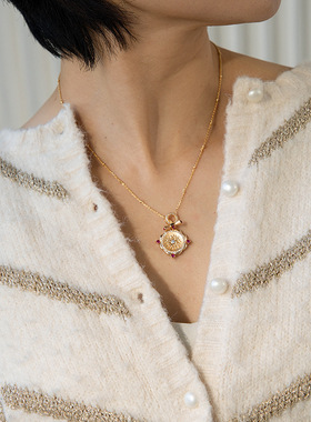 原创设计玫瑰花窗项饰链宫廷风手工拉丝精品银饰批发广州货源