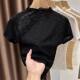 French hollow 2025 new sexy tulle bottoming shirt ice silk top half turtleneck lace short-sleeved T-shirt for women summer