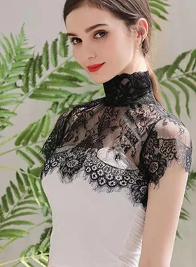 蕾丝假领子女百搭立领