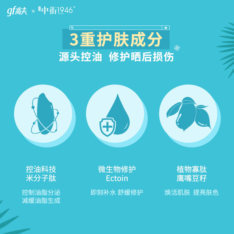 高夫x中街1946联名夏季限定乳液 高夫男士面部乳霜