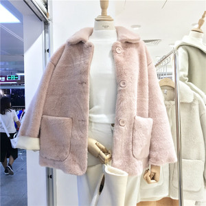 鹿皮绒皮毛一体外套