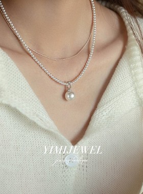 可拆卸万能扣超细的珍珠素链项链