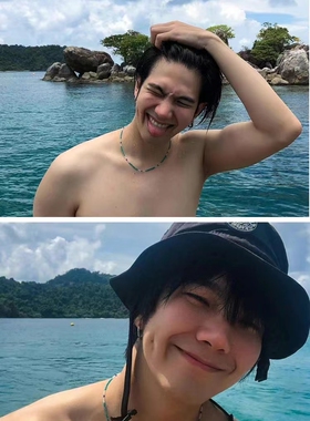 Build金建成同款蓝绿色透白项链