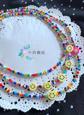 diy日韩风串珠周雨彤琉璃项链