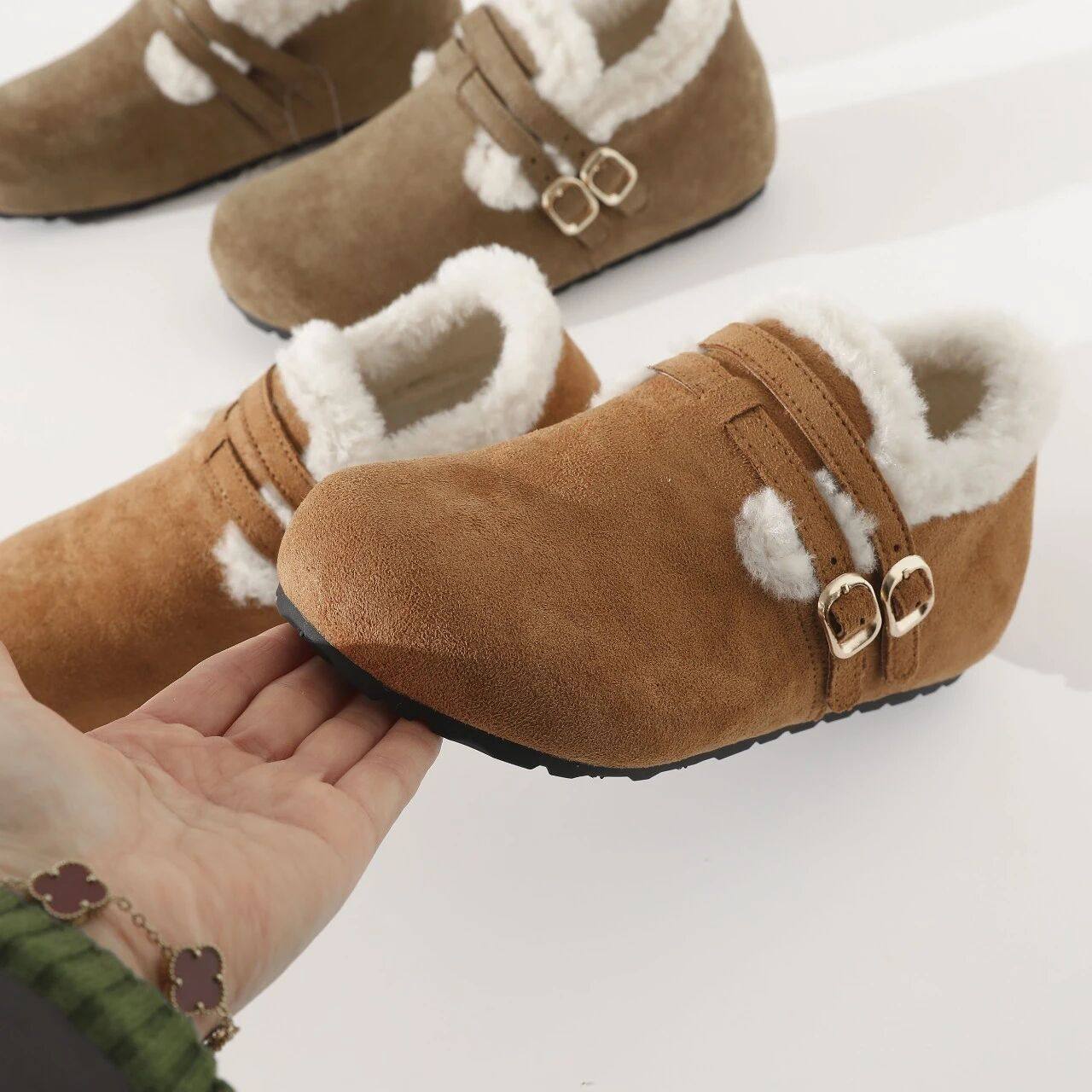 妹子福利来了！加绒勃肯鞋女2025新款冬季外穿毛毛鞋一脚蹬勃肯鞋,淘宝优惠券,粉丝福利购,淘宝优惠卷