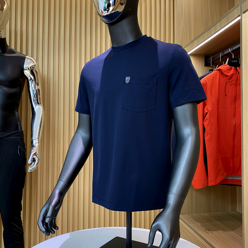 意奢同料 Giza45埃及长绒棉 夏季男士圆领短袖T恤口袋T恤男打底衫 - 图0