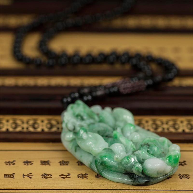 钰达翡翠如意玉龙吊坠 生肖玉龙大挂件 A货翠色玉龙项坠玉佩 dbg - 图0