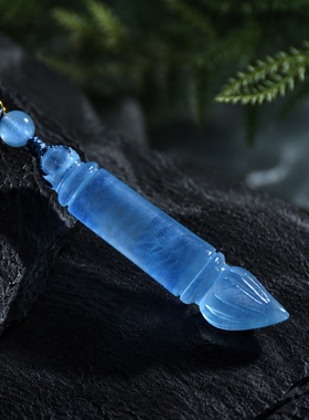 海蓝宝文昌笔补水蓝色水晶挂件