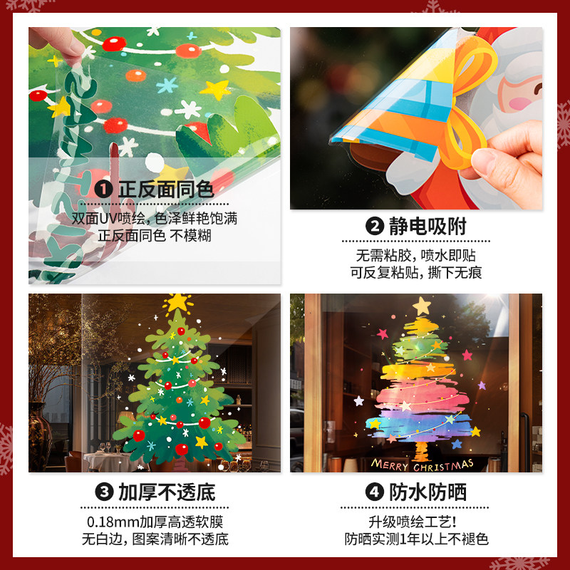 圣诞节装饰品2026窗户装扮氛围树窗贴玻璃门贴纸场景布置静电窗花