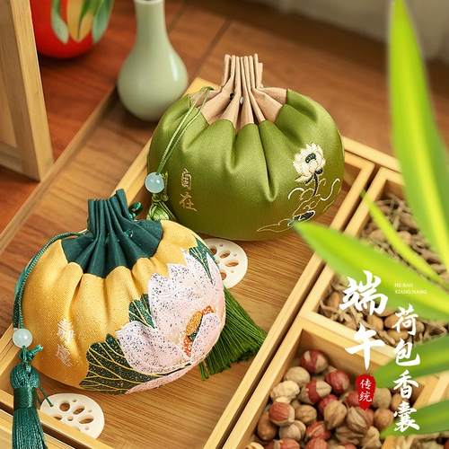 Фестиваль фестиваля лодок -драконов саше Древний стиль пакетик пустая сумка китайская медицина Mugwort кошелек вышитый пакетный пакет носить подарочную коробку