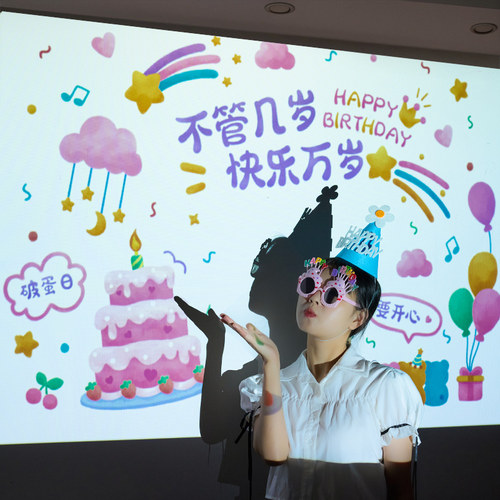 生日快乐装饰品场景布置氛围投影仪灯背景墙拍照道具仪式感小女孩 - 图1