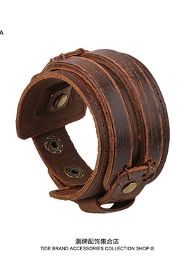 欧美个性宽手链遮疤情侣款