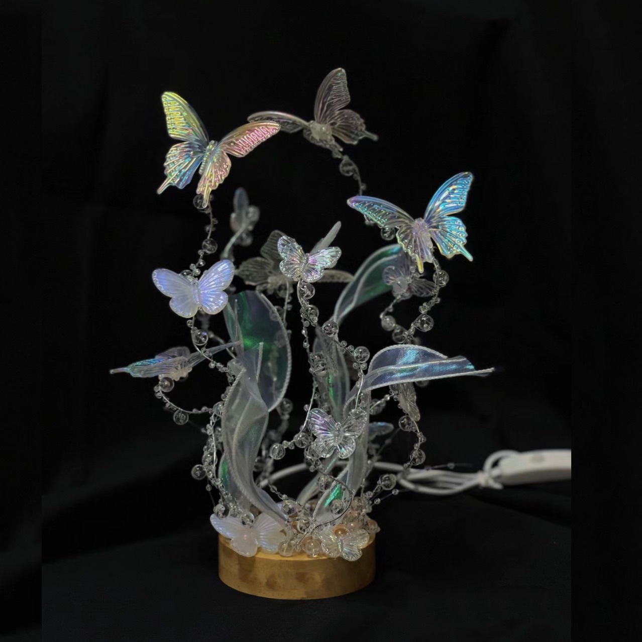 手工DIY炫彩蝴蝶小夜灯材料包梦幻镭射光影床头男女朋友生日礼物 - 图1