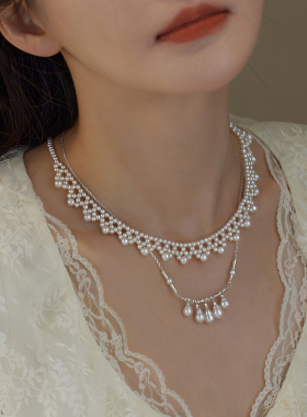 赛赛莉安Keshi天然淡水珍珠竹节S925纯银项链简约气质轻奢叠戴女