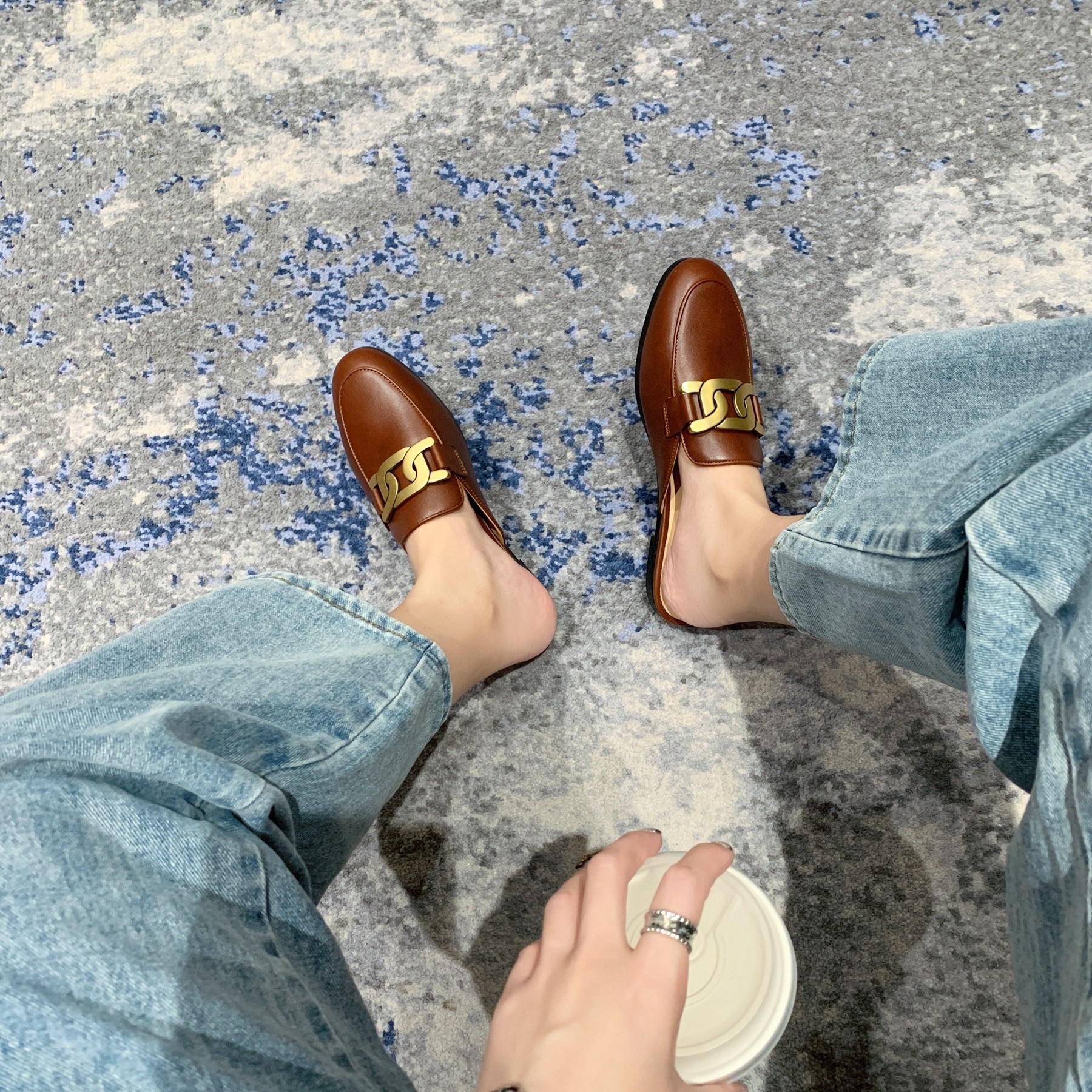 InkingPot彭姐 复古真皮麻花扣包头半拖鞋女外穿懒人鞋平底穆勒鞋,淘宝优惠券,粉丝福利购,淘宝优惠卷