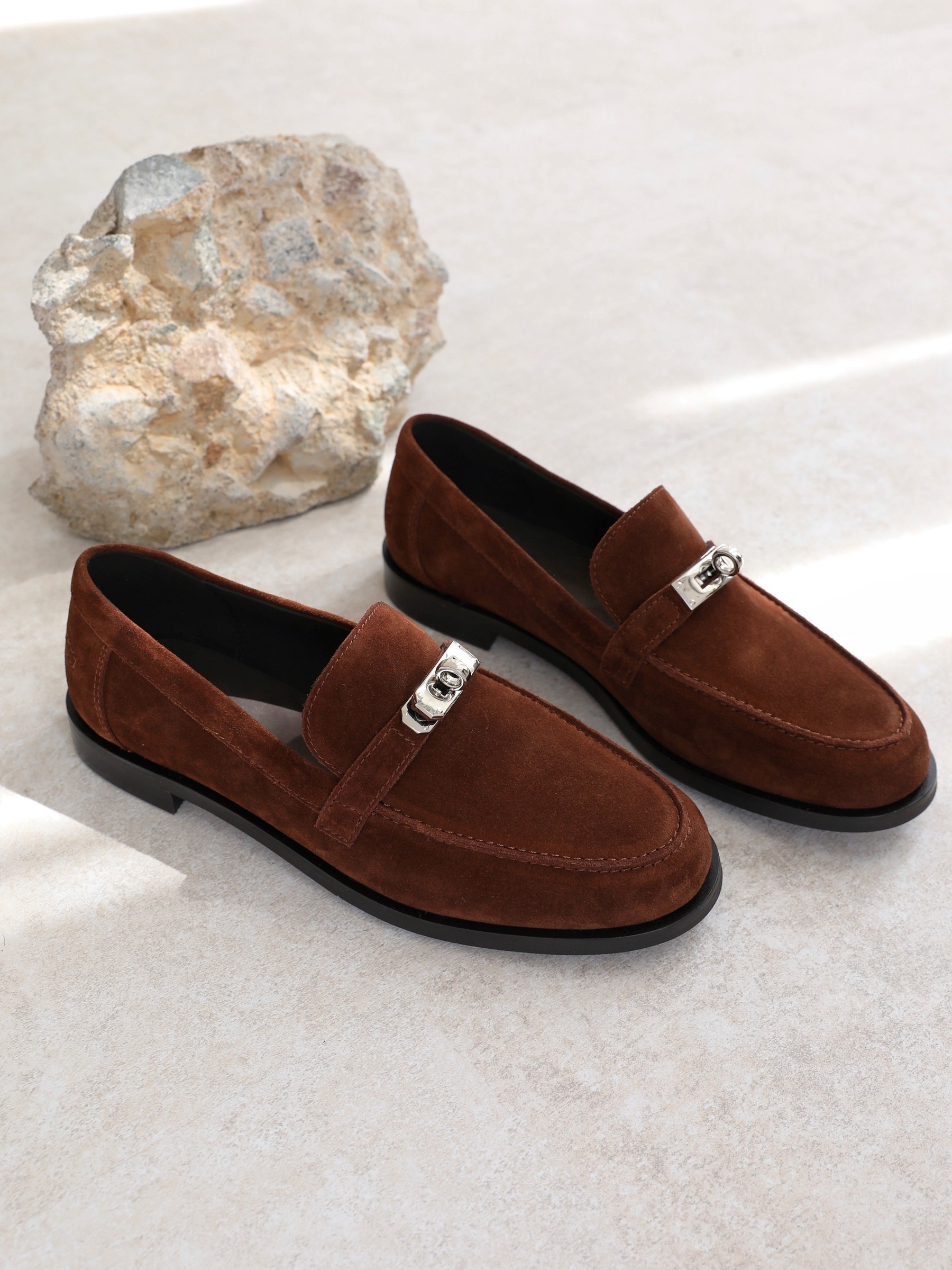 InkingPot彭姐 复古圆头真皮平底舒适乐福鞋女单鞋绒面小皮鞋秋季,淘宝优惠券,粉丝福利购,淘宝优惠卷